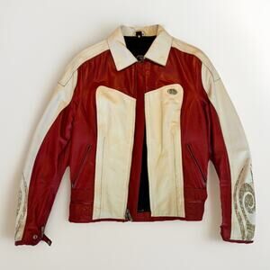 Hein Gericke Vintage Leather Women’s SZ 8 Motorcycle Jacket Red/White